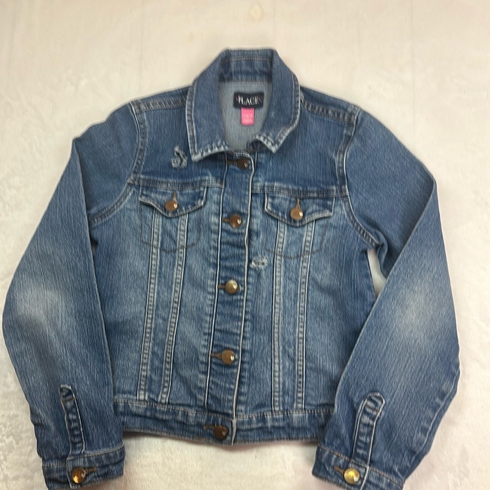 Place Girls Distressed Denim Jean Jacket Large (10-12)